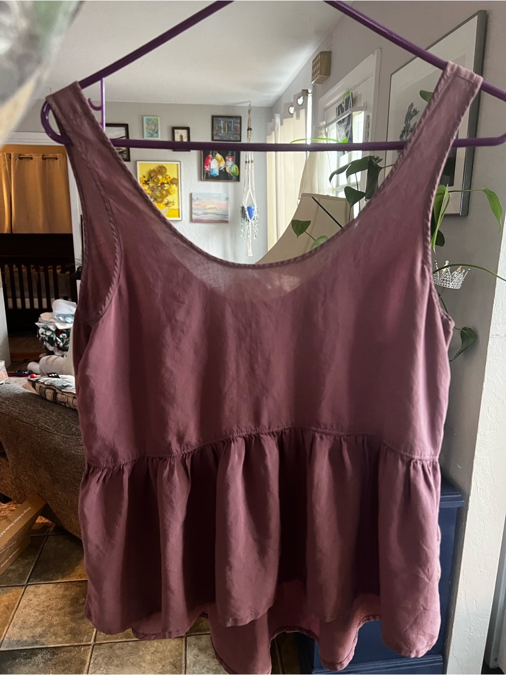 Women’s Sleeveless Peplum Tank Top - Mauve